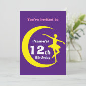 Uitnodiging Aangepaste Ballerina 12e verjaardag-vo (Staand voorkant)