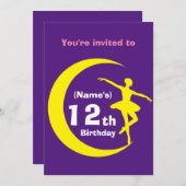 Uitnodiging Aangepaste Ballerina 12e verjaardag-vo (Voorkant / Achterkant)