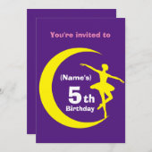 Uitnodiging Aangepaste Ballerina 5e verjaardag-voe (Voorkant / Achterkant)