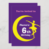 Uitnodiging Aangepaste Ballerina 6e verjaardag-voe (Voorkant / Achterkant)