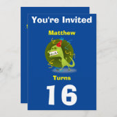 Uitnodiging Aangepaste Dinosaurus- Verjaardag-voeg (Voorkant / Achterkant)