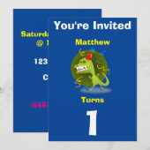 Uitnodiging Aangepaste Dinosaurus- Verjaardag-voeg (Voorkant / Achterkant)