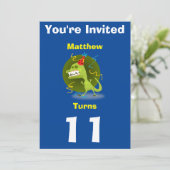 Uitnodiging Aangepaste Dinosaurus- Verjaardag-voeg (Staand voorkant)