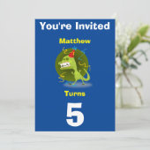 Uitnodiging Aangepaste Dinosaurus- Verjaardag-voeg (Staand voorkant)