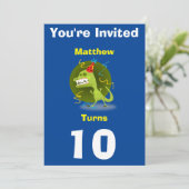 Uitnodiging Aangepaste Dinosaurus- Verjaardag-voeg (Staand voorkant)