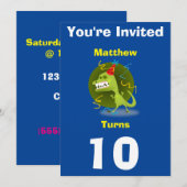 Uitnodiging Aangepaste Dinosaurus- Verjaardag-voeg (Voorkant / Achterkant)