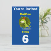 Uitnodiging Aangepaste Dinosaurus- Verjaardag-voeg (Staand voorkant)