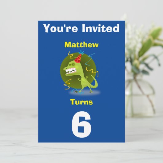 Uitnodiging Aangepaste Dinosaurus- Verjaardag-voeg (Staand voorkant)