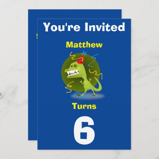 Uitnodiging Aangepaste Dinosaurus- Verjaardag-voeg (Voorkant / Achterkant)