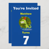 Uitnodiging Aangepaste Dinosaurus- Verjaardag-voeg (Voorkant / Achterkant)