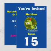 Uitnodiging Aangepaste Dinosaurus- Verjaardag-voeg (Voorkant / Achterkant)