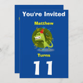 Uitnodiging Aangepaste Dinosaurus- Verjaardag-voeg (Voorkant / Achterkant)