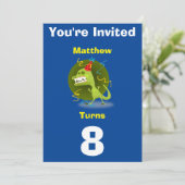 Uitnodiging Aangepaste Dinosaurus- Verjaardag-voeg (Staand voorkant)