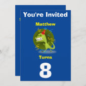Uitnodiging Aangepaste Dinosaurus- Verjaardag-voeg (Voorkant / Achterkant)