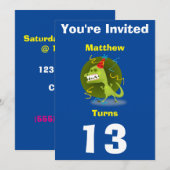 Uitnodiging Aangepaste Dinosaurus- Verjaardag-voeg (Voorkant / Achterkant)