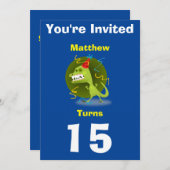 Uitnodiging Aangepaste Dinosaurus- Verjaardag-voeg (Voorkant / Achterkant)