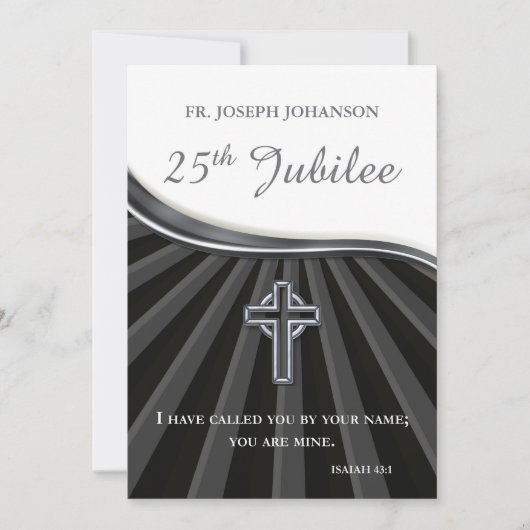 Uitnodiging Aangepaste Naam Priester Zilveren Jubi (Voorkant)