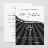 Uitnodiging Aangepaste Naam Priester Zilveren Jubi (Voorkant / Achterkant)