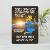 UITNODIGING Aangepaste SPACE COWGIRL VERLOVINGSFEE (Staand voorkant)