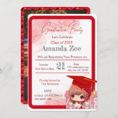 Uitnodiging/aankondiging afstudeerfeest kaart (Voorkant / Achterkant)