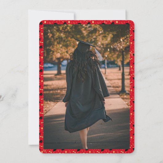 Uitnodiging/aankondiging afstudeerfeest kaart (Achterkant)