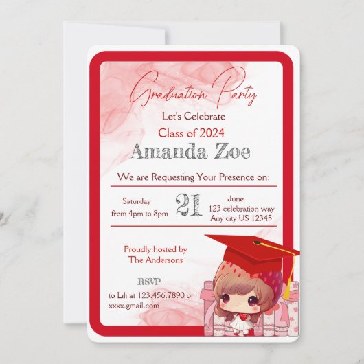 Uitnodiging/aankondiging afstudeerfeest kaart (Voorkant)