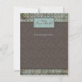 Uitnodiging Aankondiging Damask Bruin Turq 5 (Voorkant)