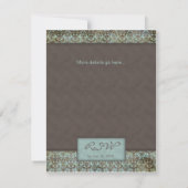 Uitnodiging Aankondiging Damask Bruin Turq 5 (Achterkant)