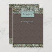 Uitnodiging Aankondiging Damask Bruin Turq 5 (Voorkant / Achterkant)