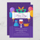 Uitnodiging/aankondiging Purim-viering Kaart (Voorkant / Achterkant)