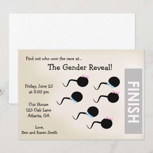 Uitnodiging/aankondiging van een grappige genderpu kaart (Voorkant / Achterkant)