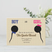 Uitnodiging/aankondiging van een grappige genderpu kaart (Staand voorkant)