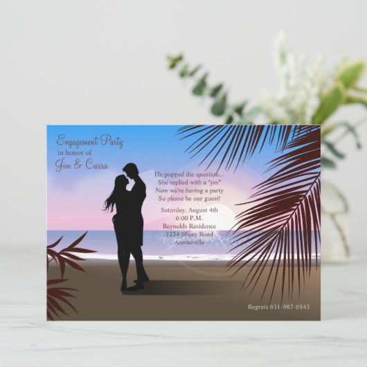 Uitnodiging/aankondiging van het Verloving van tro Kaart (Staand voorkant)