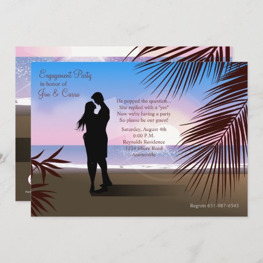 Uitnodiging/aankondiging van het Verloving van tro Kaart (Voorkant / Achterkant)