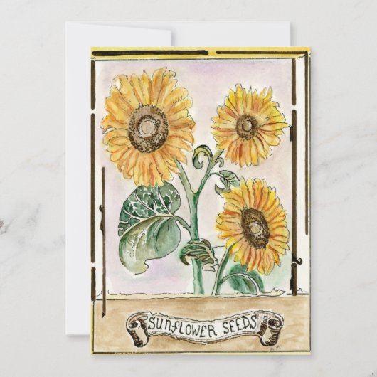 Uitnodiging/aankondiging van zonnebloemzaad kaart (Voorkant)