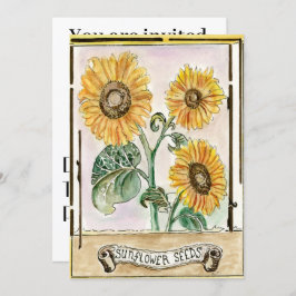 Uitnodiging/aankondiging van zonnebloemzaad kaart