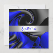 Uitnodiging Abstract Blauwe Curve (Voorkant)