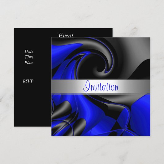 Uitnodiging Abstract Blauwe Kromme (Voorkant / Achterkant)