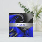 Uitnodiging Abstract Blauwe Kromme (Staand voorkant)