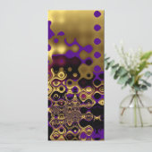 Uitnodiging Abstract Goud Paars Zwart (Staand voorkant)