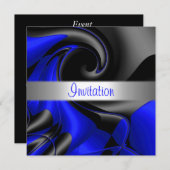 Uitnodiging Abstracte blauwe curve (Voorkant / Achterkant)