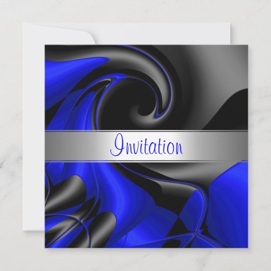 Uitnodiging Abstracte blauwe curve (Voorkant)