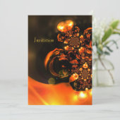 Uitnodiging Abstracte kunst Oranje juwelen (Staand voorkant)