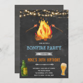 Uitnodiging achtertuin kampvuur en bier thema (Voorkant / Achterkant)