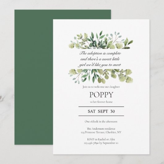 Uitnodiging Adoptie Aankondigingsfeestje (Voorkant / Achterkant)