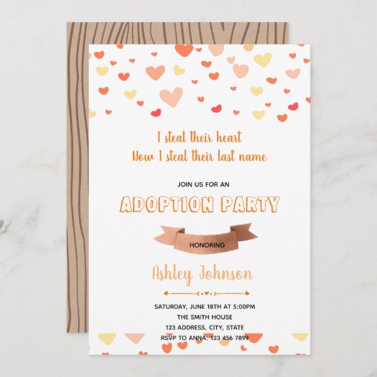 Uitnodiging adoptiefeest (Voorkant / Achterkant)