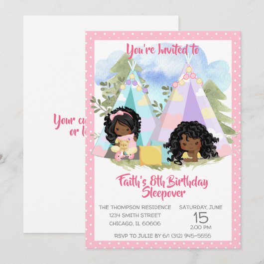 Uitnodiging Afrikaanse Amerikaanse Birthday Party (Voorkant / Achterkant)