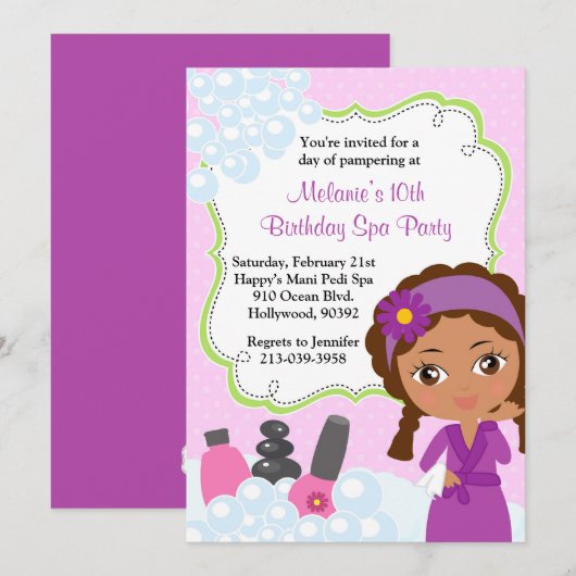 Uitnodiging Afrikaanse Amerikaanse Spa Birthday Pa (Voorkant / Achterkant)