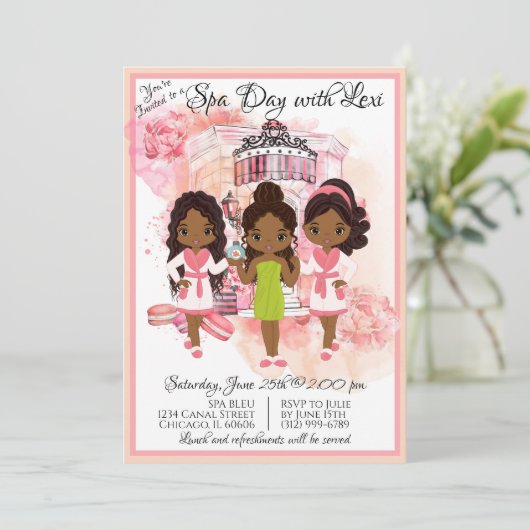 Uitnodiging Afrikaanse Amerikaanse Spa Party (Staand voorkant)