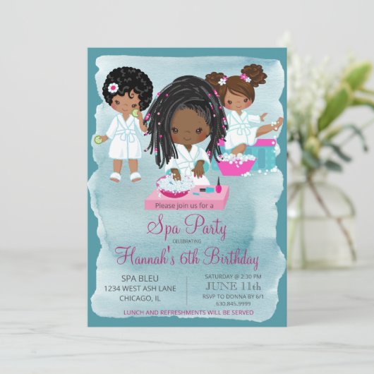 Uitnodiging Afrikaanse Amerikaanse Spa Party (Staand voorkant)